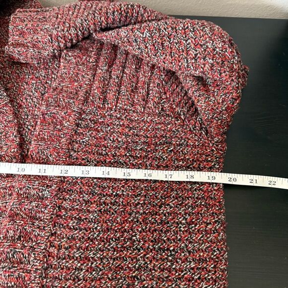 Roots Canada Long Cardigan Women Sz S Burgundy Chunky Knit Open Front Wool Blend - Picture 11 of 12